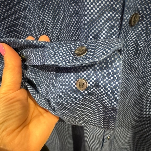 WRK Men’s Shirt Dress Shirt Button Down 100% Cotton Blue White Size Neck 15.5 - Picture 5 of 8